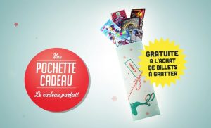 Aperçu de la pochette cadeau spéciale Noël et jeux de grattage Loterie Nationale belge