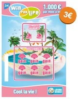 Ticket grattage Win for life 3 euros