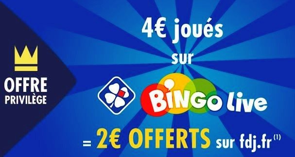 2 euros offerts sur le bingo Live