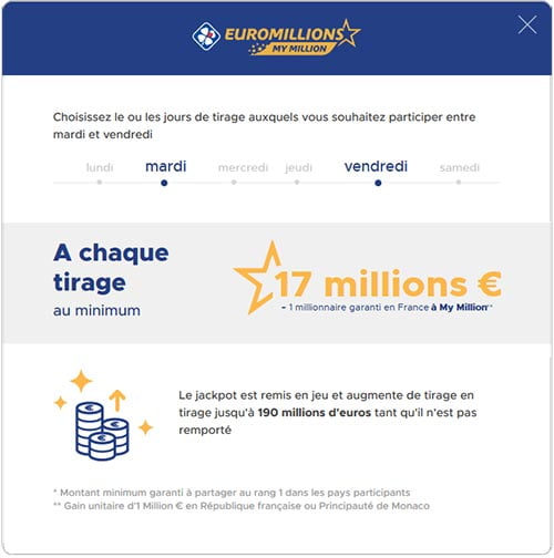Choisir son tirage EuroMillions avec le Méga Jackpot