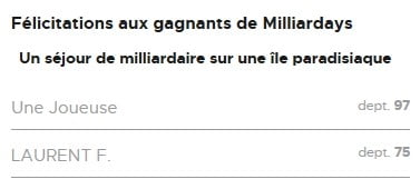 Ils ont gagné le voyage de milliardaire Milliardays