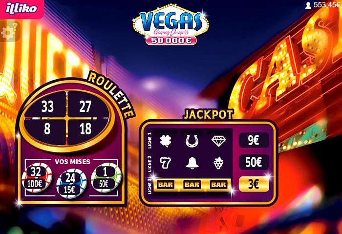 3 euros gagnés sur le jeu jackpot de Vegas