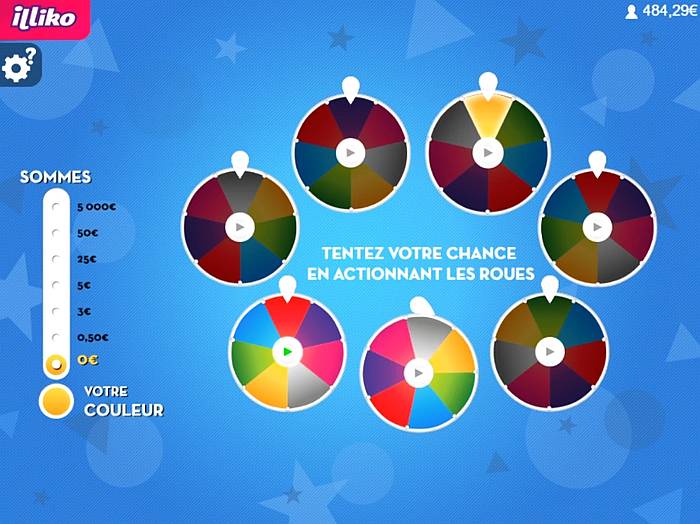 les roues tournent sur le jeu Couleur Fétiche