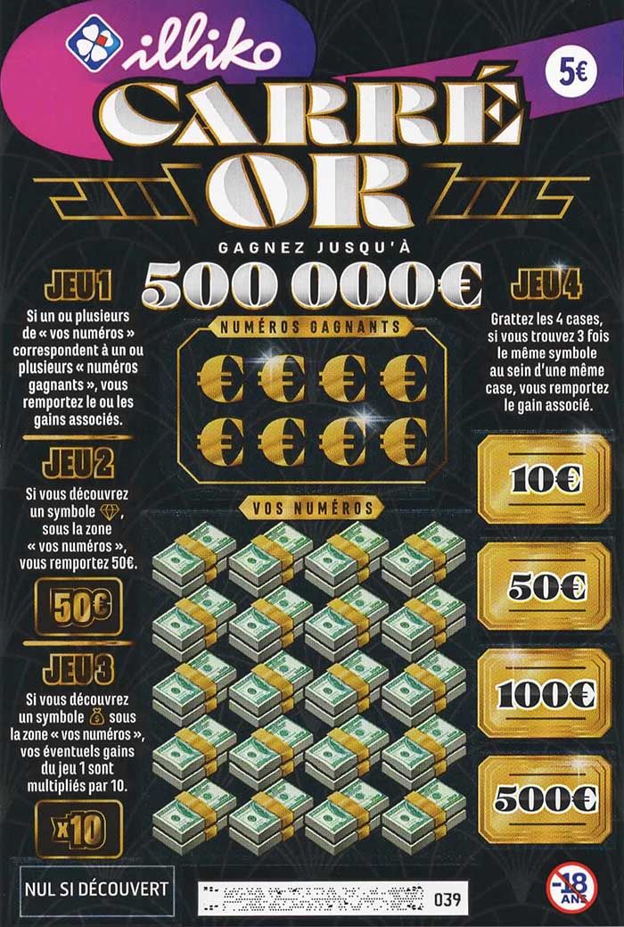 Ticket d'Or FDJ tableau des prix et Chances de gagner 500 000 €