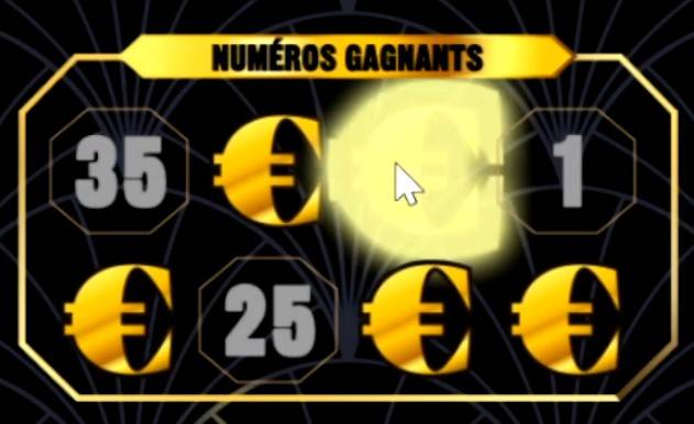 affichage des numéros gagnants