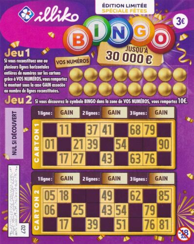 ticket FDJ Bingo Edition Limitée Spécial Fetes