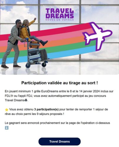 participations validées à Travel Dreams