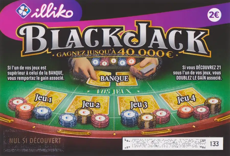 ticket a gratter Black Jack