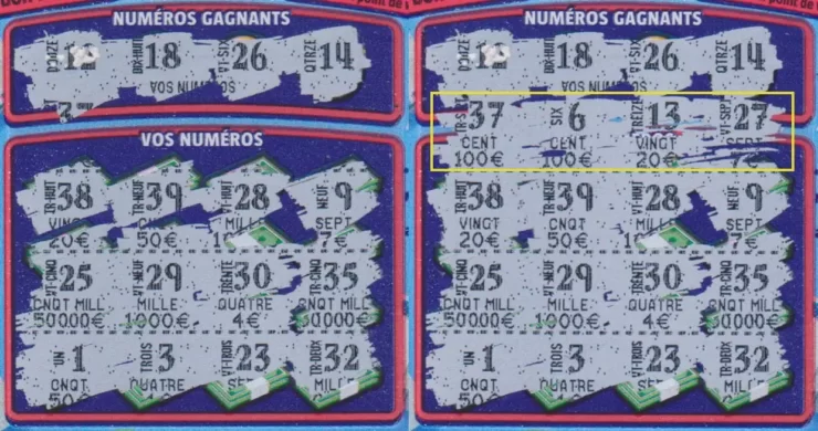 zone des numéros a gratter mal positionnée