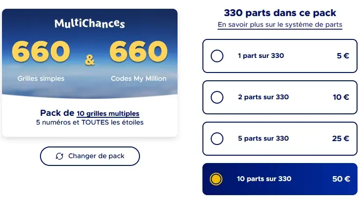 pack MultiChances 660 grilles simples et 660 codes My Million