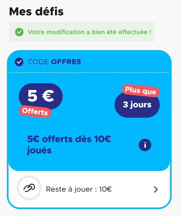 code promo exclusif FDJ OFFRE5